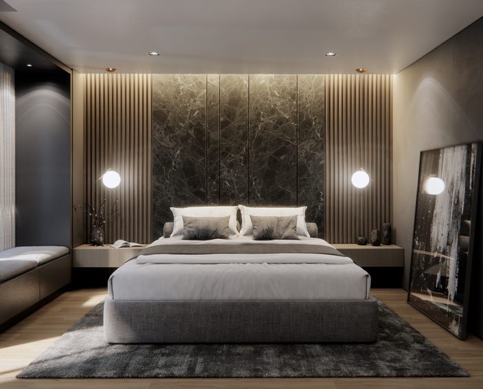 3d,Rendering,A,Luxury,Bedroom,Interior,With,Dark,Tone,Style.