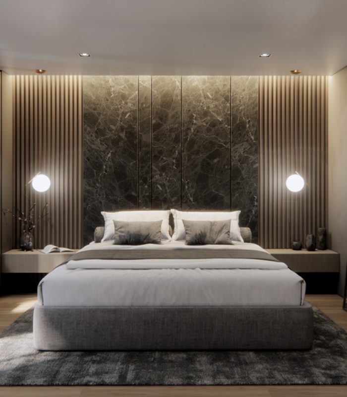 3d,Rendering,A,Luxury,Bedroom,Interior,With,Dark,Tone,Style.